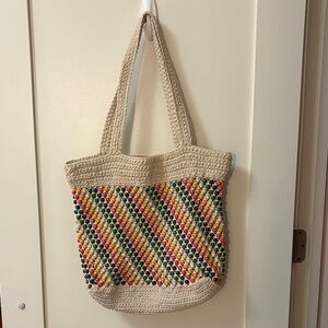 Madewell Handcrafted Multicolor Beaded Tote Bag